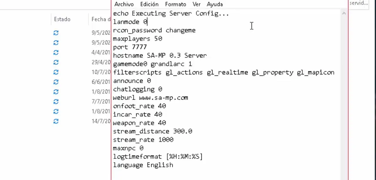 Edita el archivo `server.cfg`